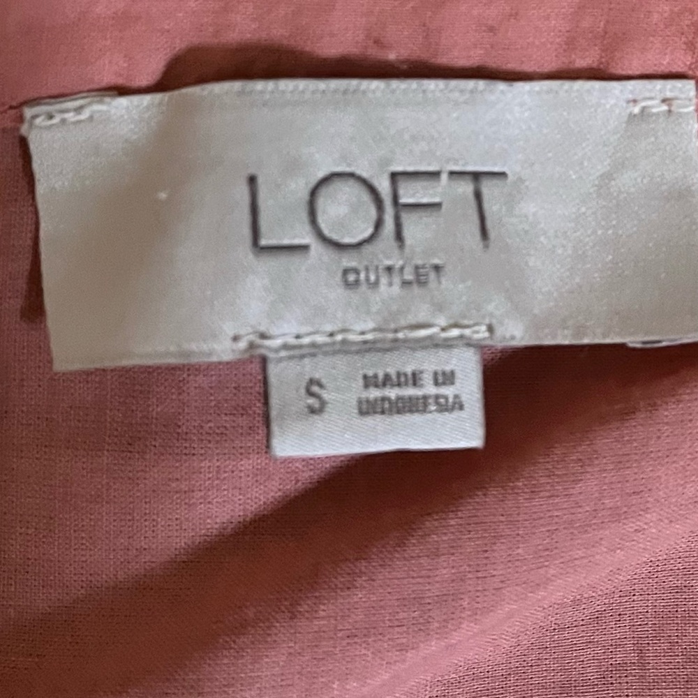 LOFT by Ann Taylor Peachy Pink Mandarin Collar Button Down Top size S - Picture 11 of 12
